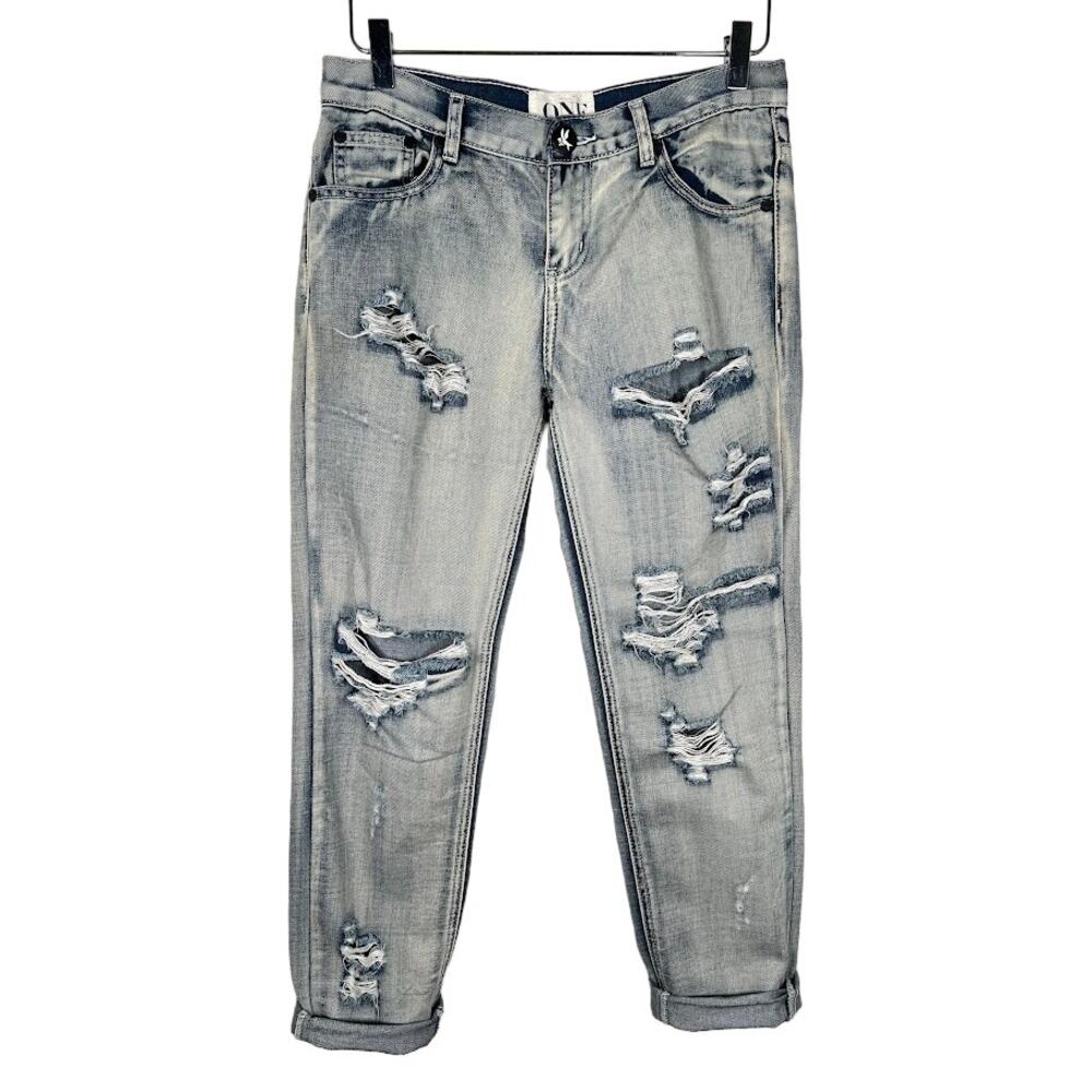 ONE TEASPOON Awesome Baggies 25 Mid Rise Tapered Rolled Cuff Jeans Distressed
